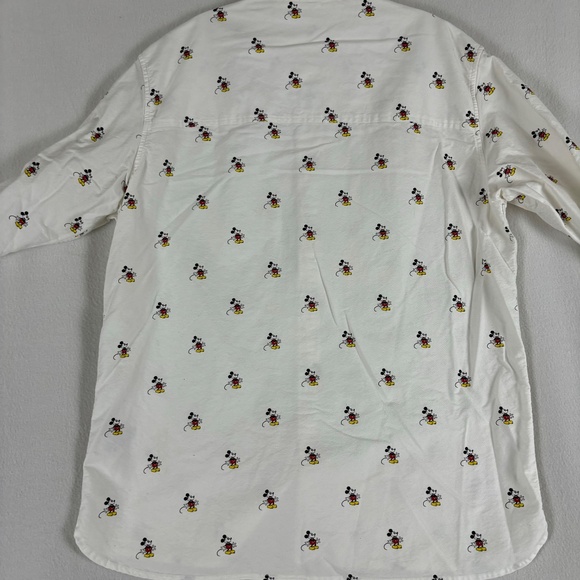 Disney Mickey Mouse White Button-Down Shirt Size L One Pocket - Picture 11 of 15